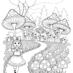 Alice’s Whimsical Wonderland Parade Coloring Page