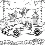 Lamborghini Drive Through Pirate Cove Coloring Page