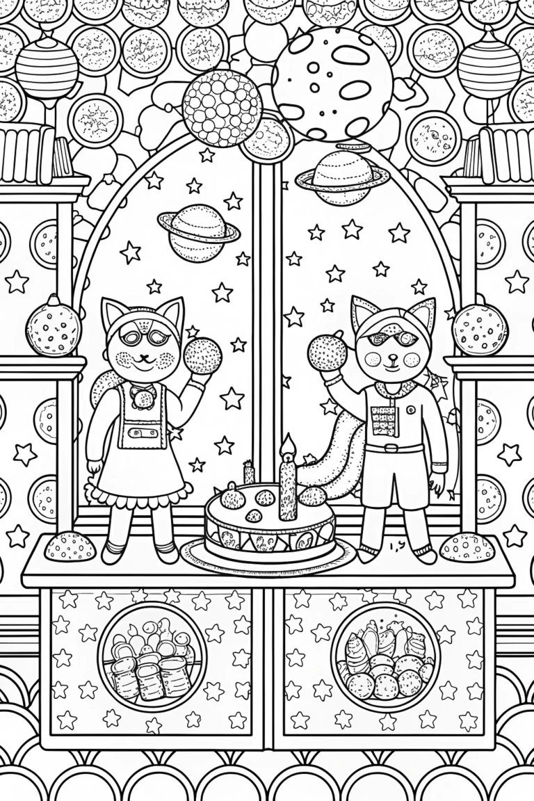 Gabby’s Cosmic Cat Café Coloring Page coloring pages