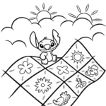 Stitch’s Quilt Adventure Coloring Page