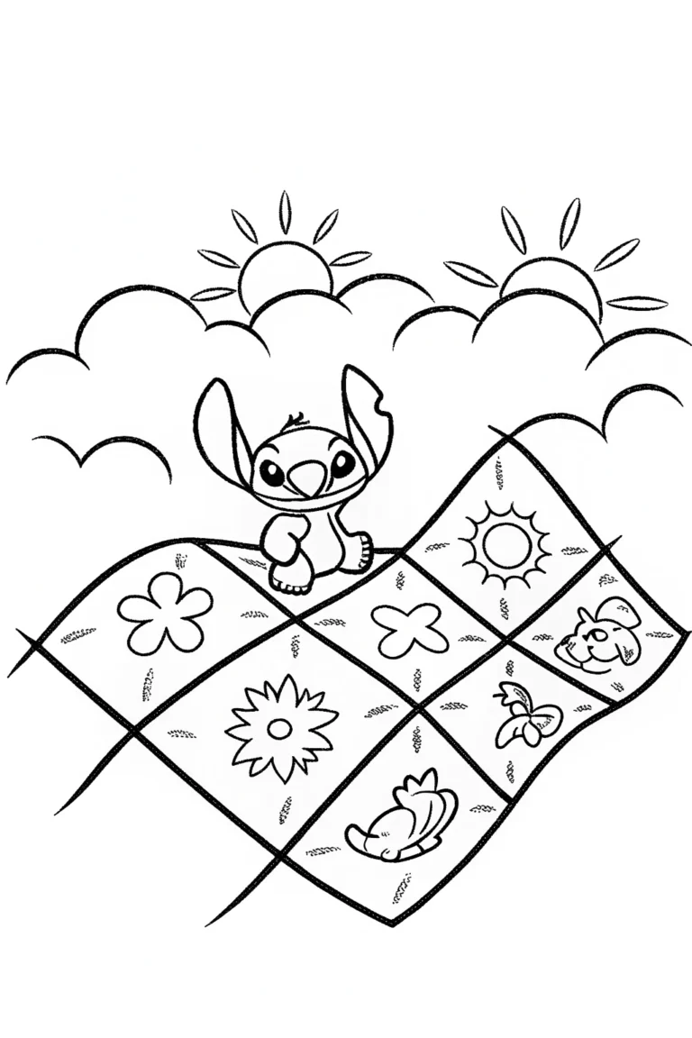 Stitch’s Quilt Adventure Coloring Page coloring pages