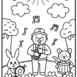Blippi’s Magical Music Garden Coloring Page