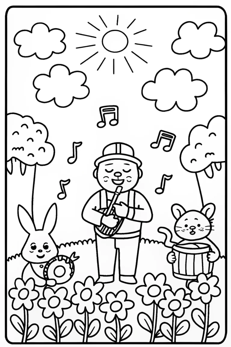 Blippi’s Magical Music Garden Coloring Page coloring pages