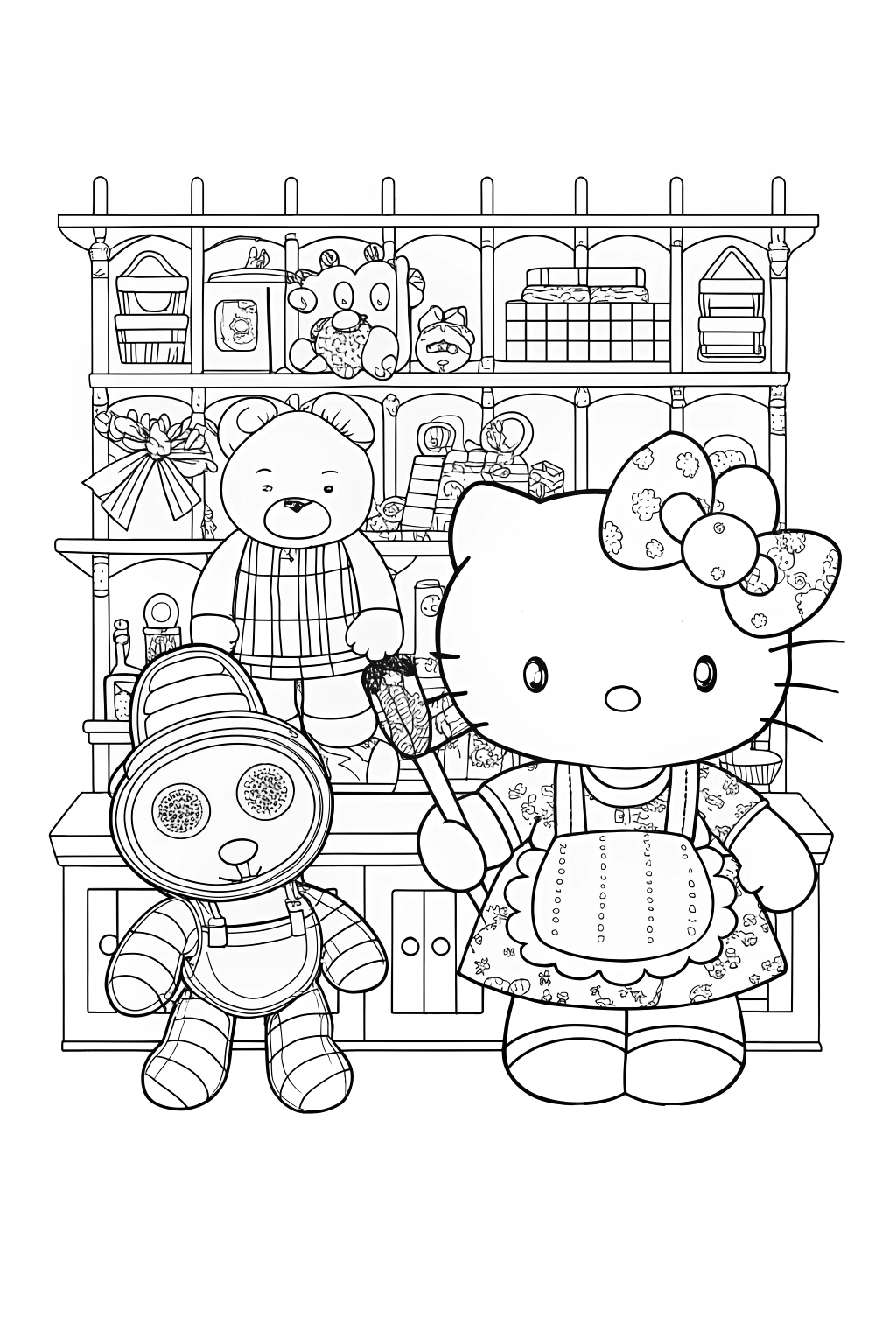 Hello Kitty’s Magical Toy Workshop Coloring Page