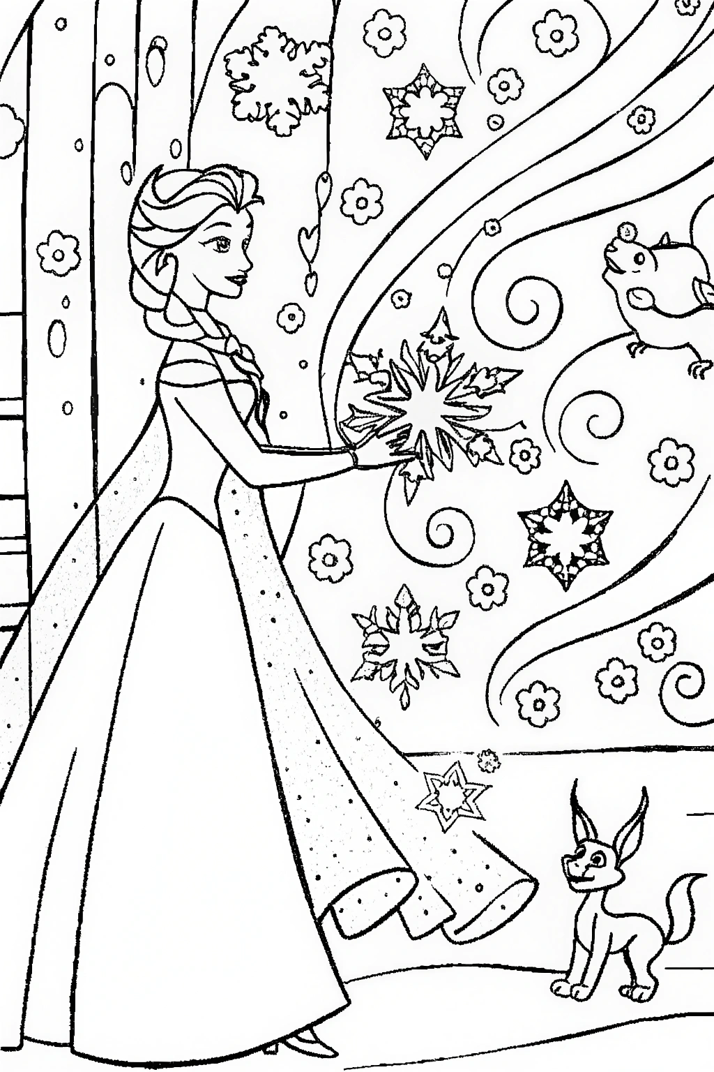 Elsa&#8217;s Enchanted Ice Garden Coloring Page
