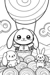 A coloring page of Cinnamoroll’s Fluffy Cloud Workshop Coloring Page
