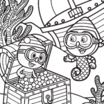 Bluey and Bingo’s Underwater Treasure Dive Coloring Page