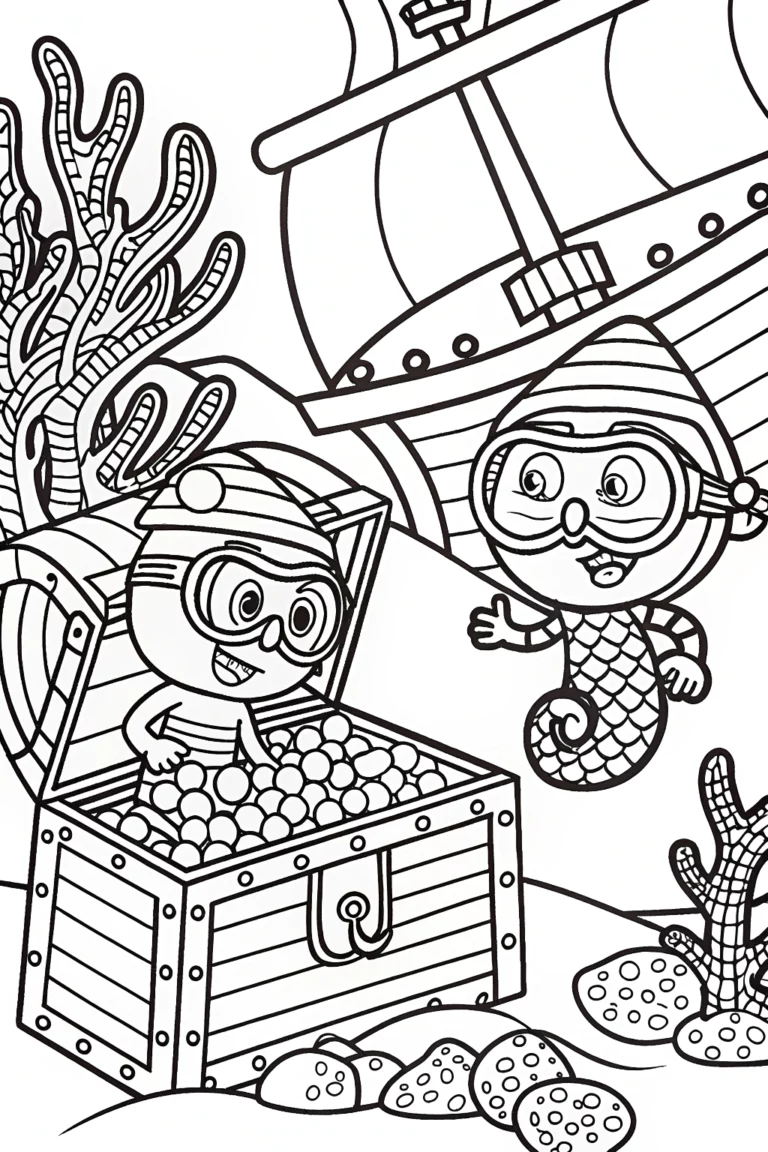 Bluey and Bingo’s Underwater Treasure Dive Coloring Page coloring pages