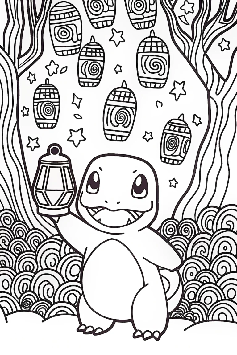 Charmander’s Lantern Adventure Coloring Page coloring pages
