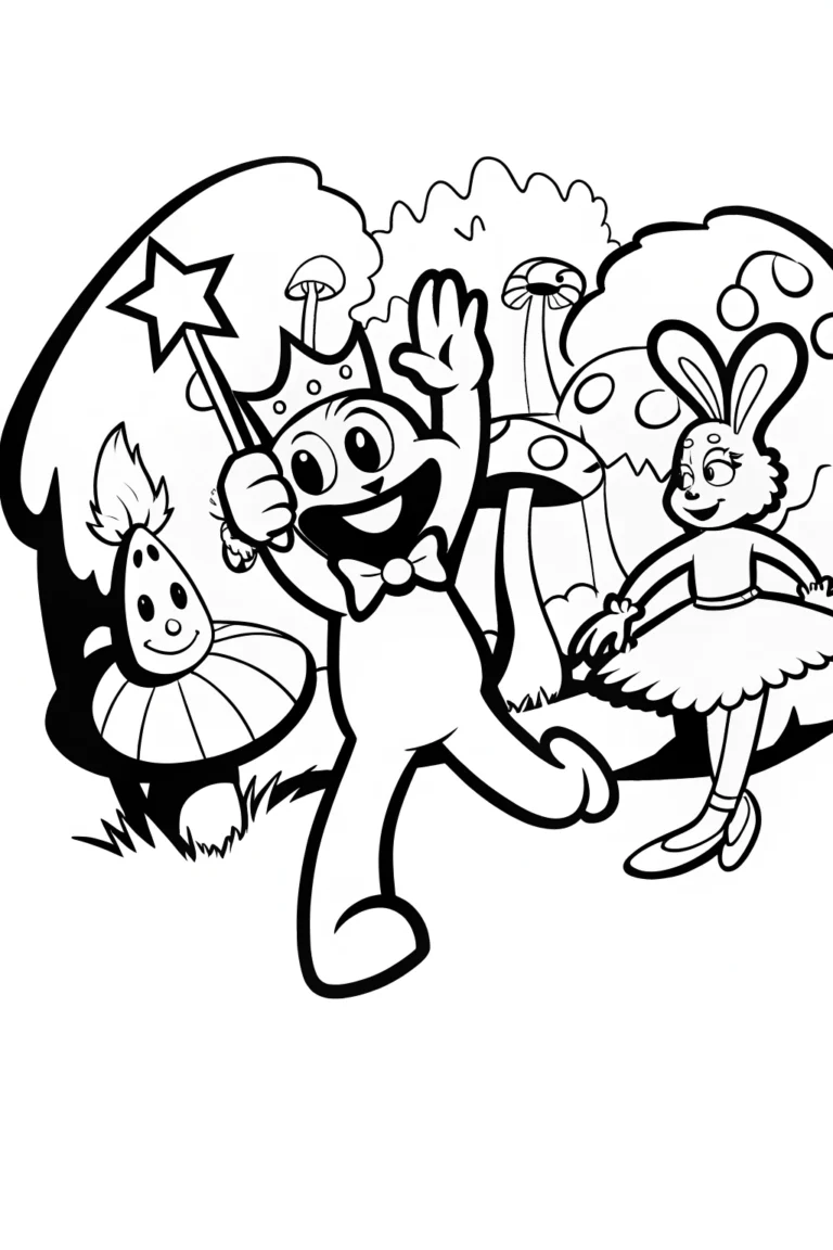 Huggy Wuggy’s Enchanted Forest Parade Coloring Page coloring pages