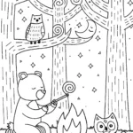 Cozy Campfire Gathering with Bear and Friends