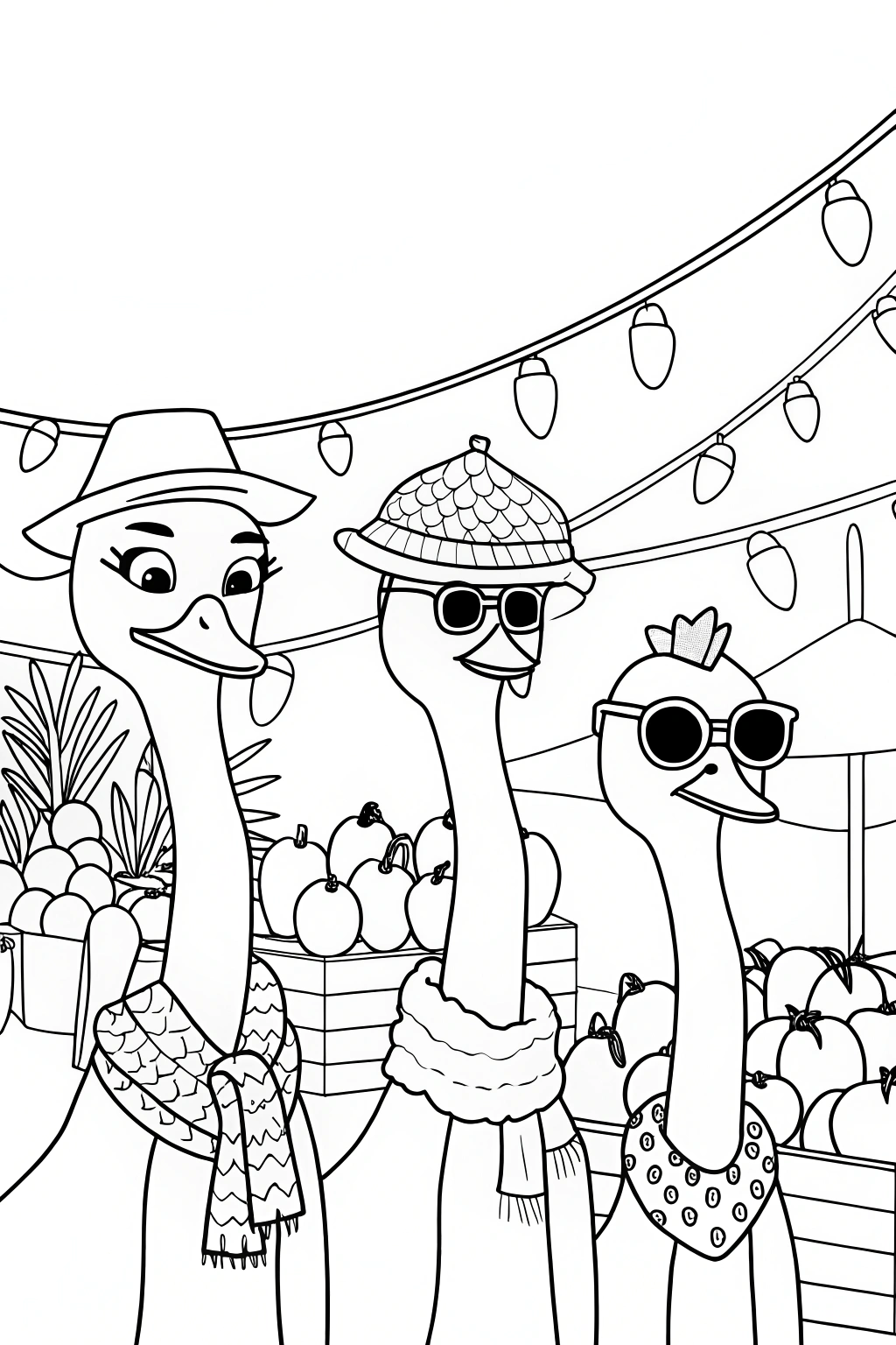 Flamingo Fashionistas at the Market
