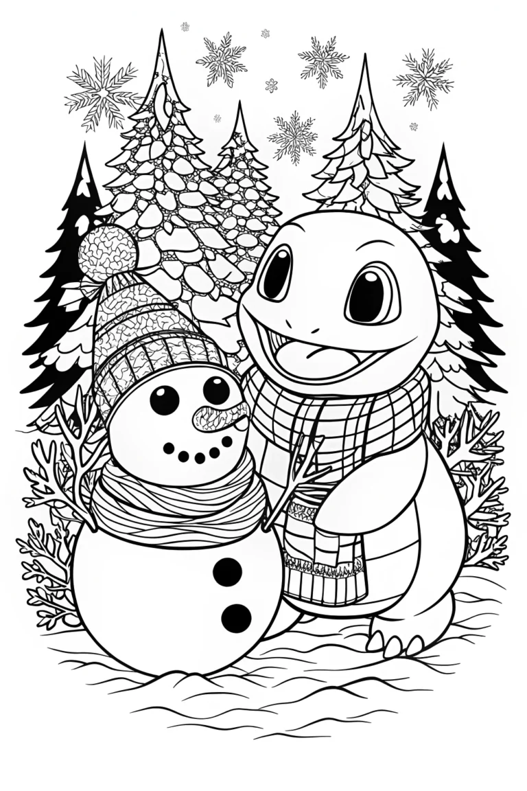 Charmander’s Cozy Winter Wonderland Coloring Page coloring pages
