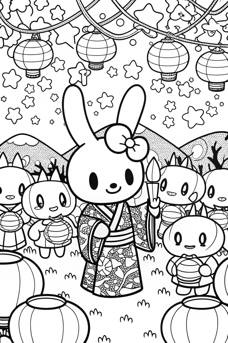 My Melody’s Magical Lantern Festival Coloring Page coloring pages
