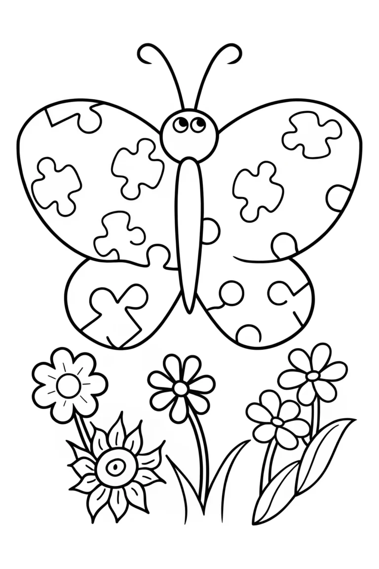 Butterfly Puzzle Garden Coloring Page coloring pages