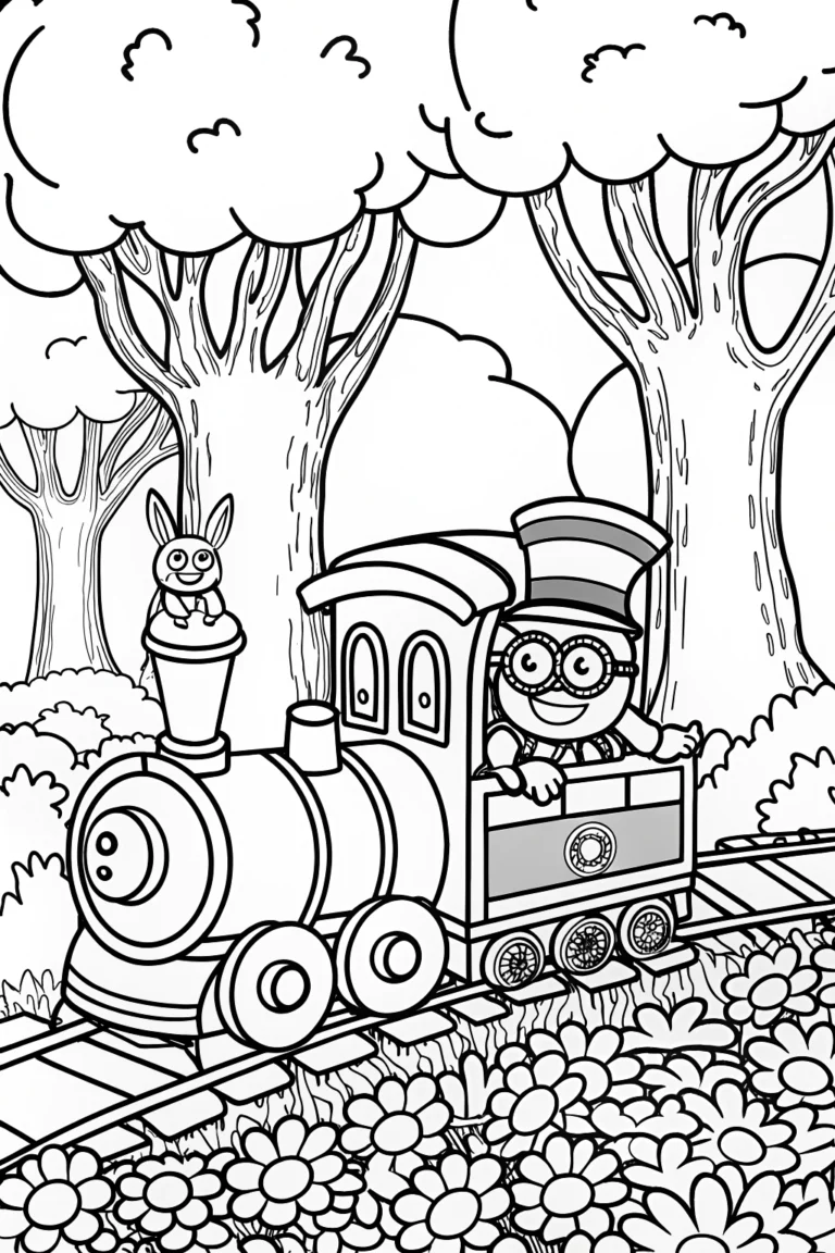 Minion’s Magical Train Adventure Coloring Page coloring pages