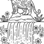 The Guardian of the Enchanted Waterfall Coloring Page