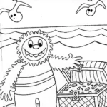 Huggy Wuggy’s Treasure Hunt Coloring Page