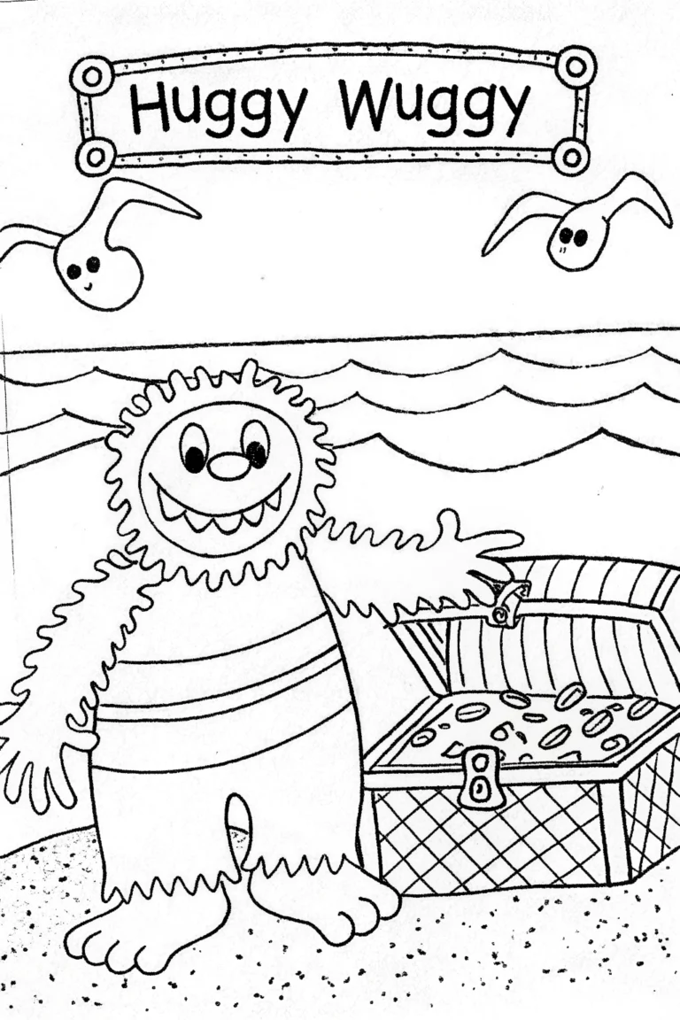 Huggy Wuggy’s Treasure Hunt Coloring Page coloring pages