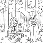 Miles Morales in a Whimsical Forest Coloring Page