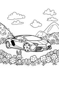 A coloring page of Lamborghini Adventure Coloring Page