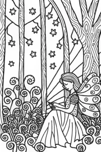A coloring page of Elowen the Fairy Weaver Coloring Page