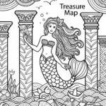 Mermaid Adventurer and the Lost City Coloring Page