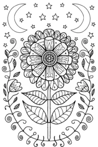 A coloring page of Celestial Harmony Mandala Coloring Page