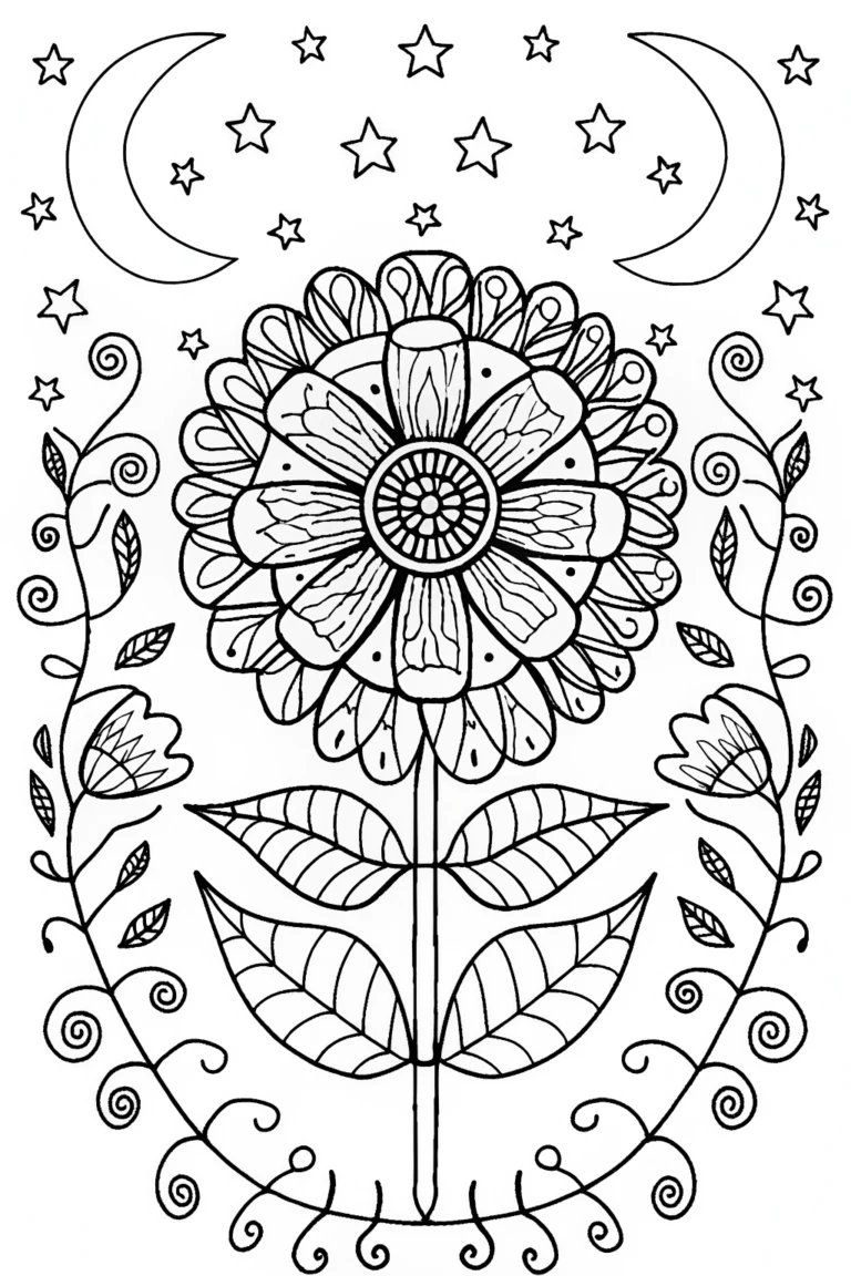 Celestial Harmony Mandala Coloring Page coloring pages