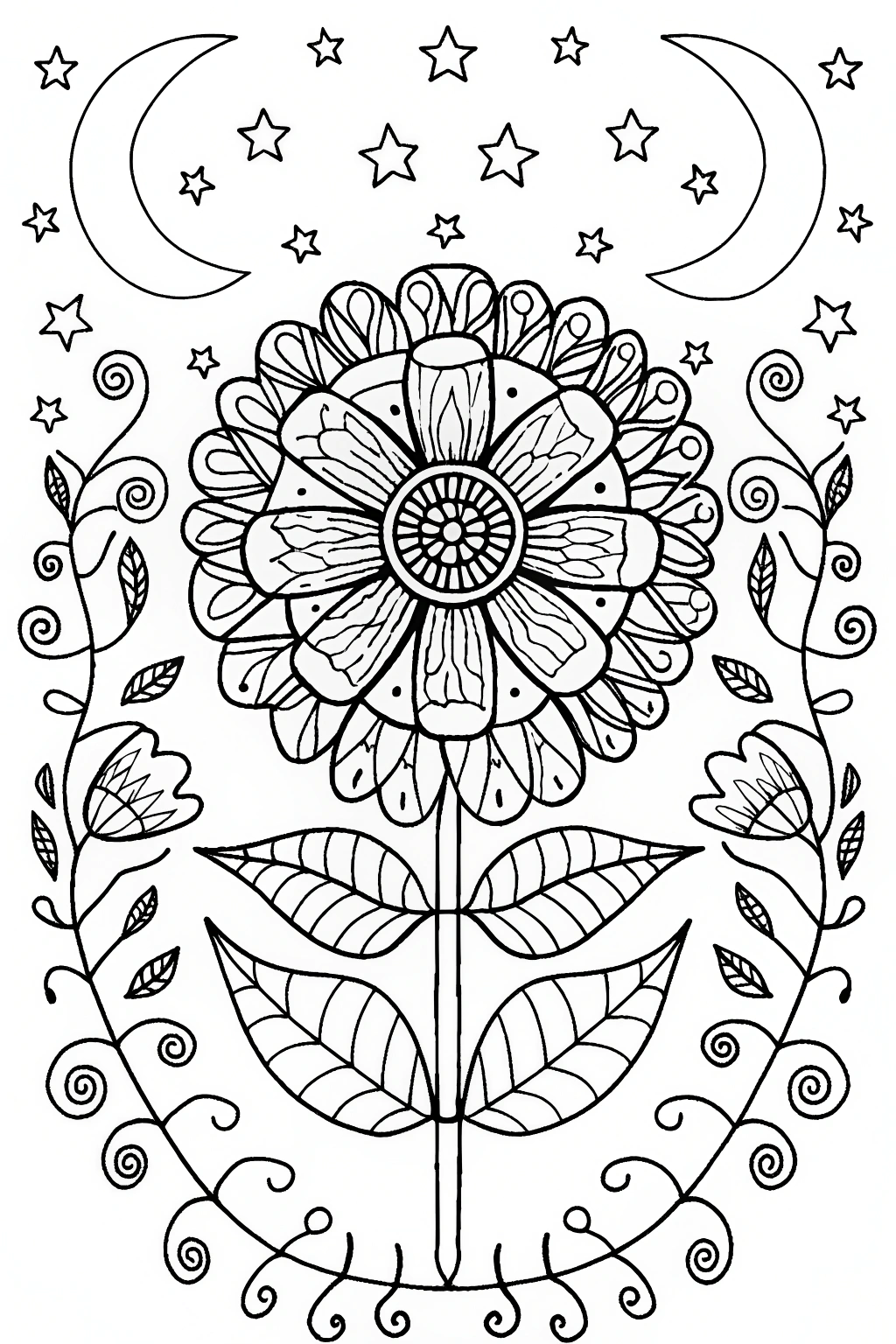Celestial Harmony Mandala Coloring Page
