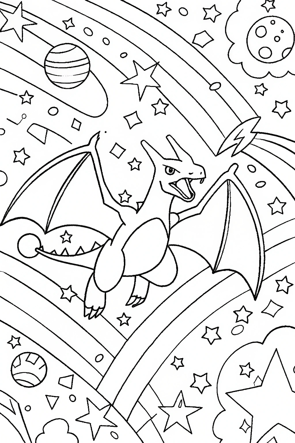 Charizard’s Cosmic Race Coloring Page