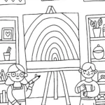 Rainbow High Students Creative Workshop Coloring Page