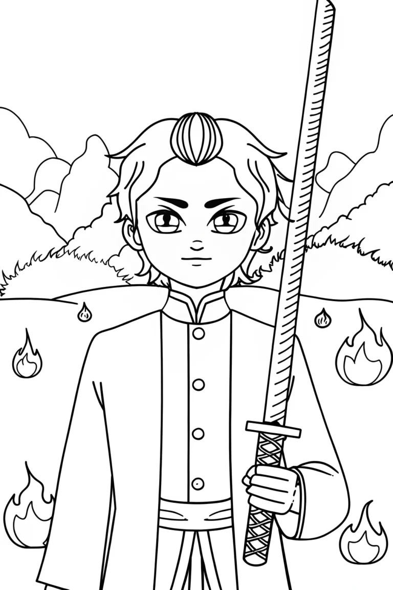 Young Demon Slayer Elemental Coloring Page coloring pages