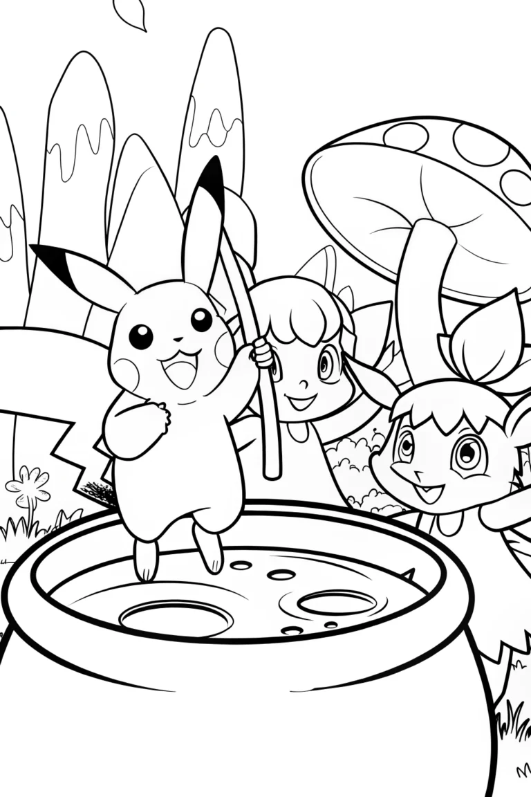 Pikachu’s Potion Party Coloring Page coloring pages
