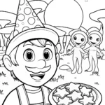 Luigi’s Cosmic Garden Party Coloring Page