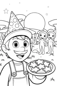 A coloring page of Luigi’s Cosmic Garden Party Coloring Page