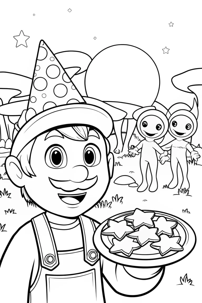 Luigi’s Cosmic Garden Party Coloring Page coloring pages