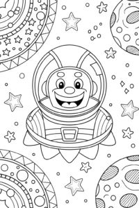 A coloring page of Creeper’s Cosmic Adventure Coloring Page
