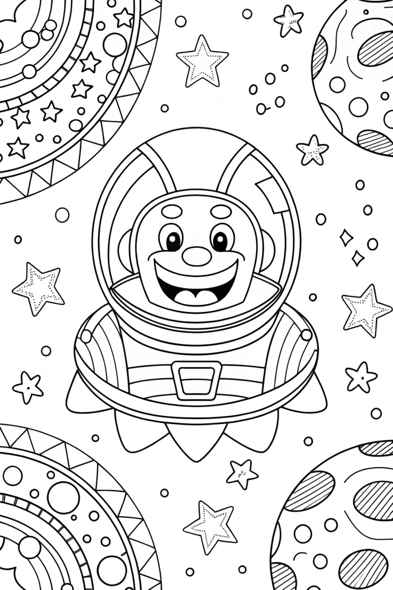 Creeper’s Cosmic Adventure Coloring Page coloring pages