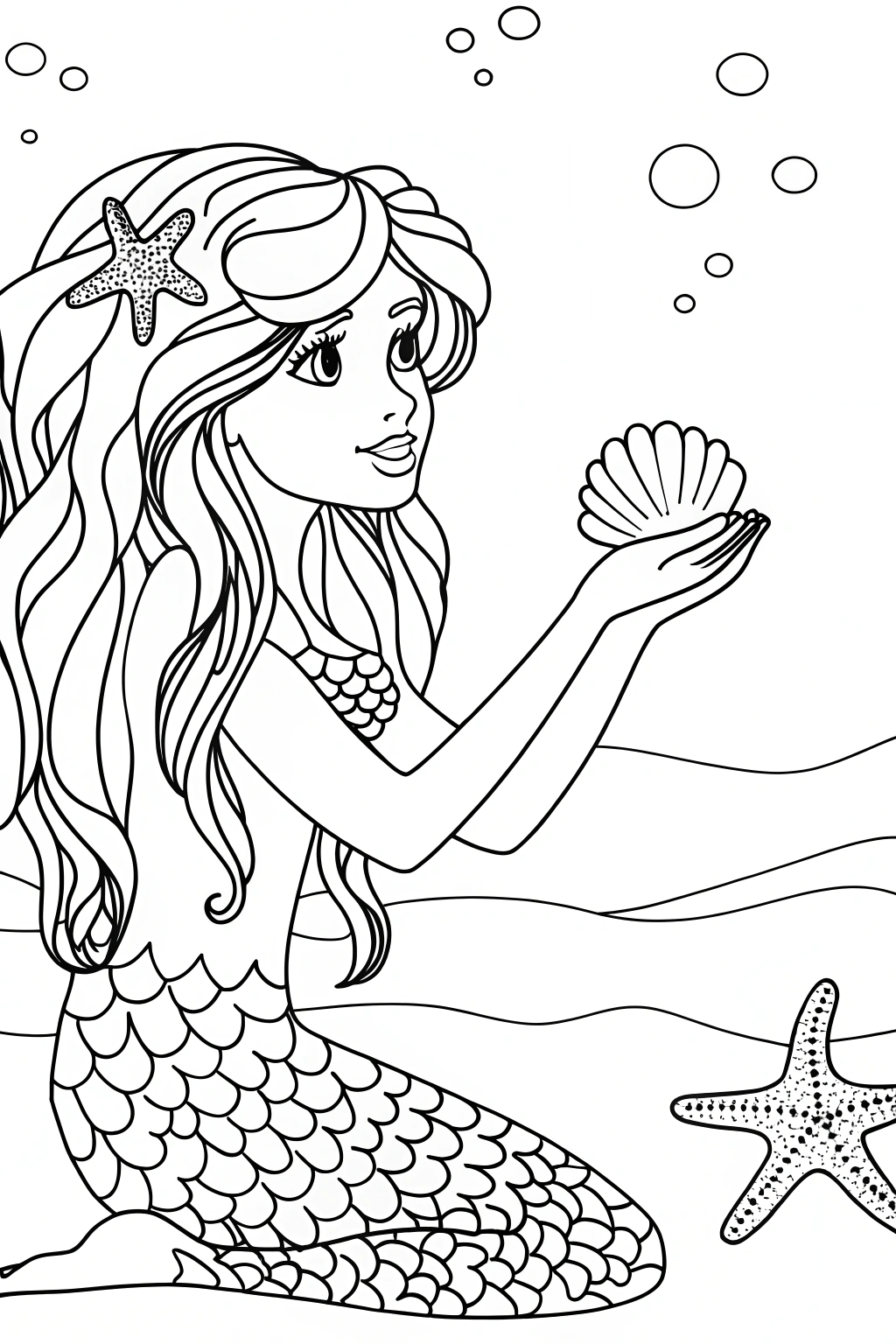 Mermaid&#8217;s Enchanted Fossil Find Coloring Page