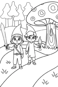 A coloring page of Champions on a Mystic Quest Coloring Page