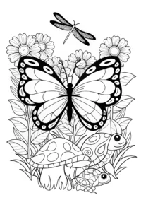 A coloring page of Butterfly Garden Quest Coloring Page
