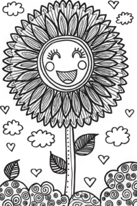 A coloring page of Blooming Wishes Coloring Page