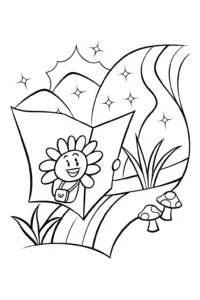 A coloring page of Flower Explorers’ Quest Coloring Page