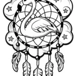 Flamingo Dreamcatcher Coloring Page