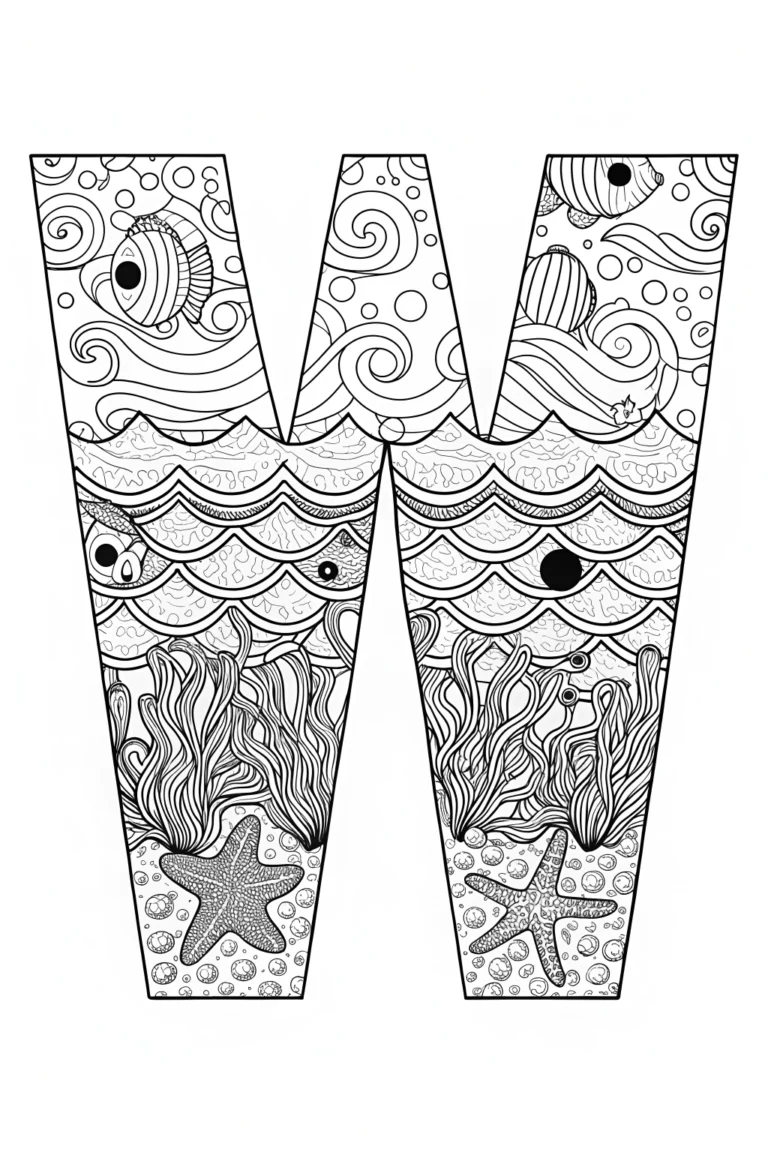 Wiggly Letter ‘W’ Coloring Page coloring pages