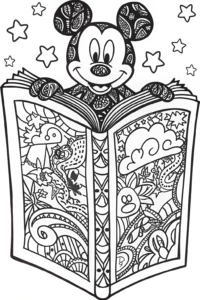 A coloring page of Mickey Mouse Storybook Adventure Coloring Page
