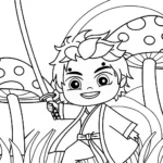 Demon Slayer Sparring in the Glade Coloring Page