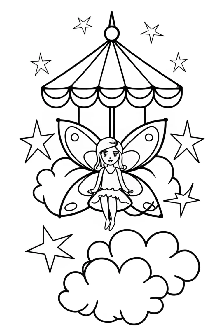The Fairy’s Stardust Carousel Coloring Page coloring pages