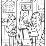 Bratz Dolls in a Magical Art Studio Coloring Page